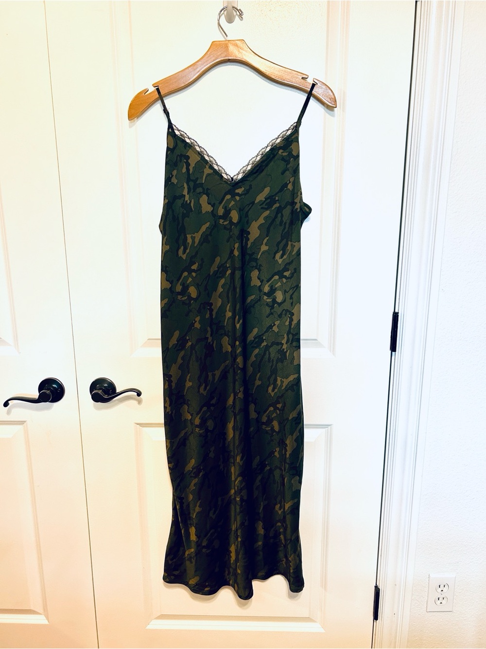 NWT Target Wild Fable Olive Green Camo Slip Dress with Lace